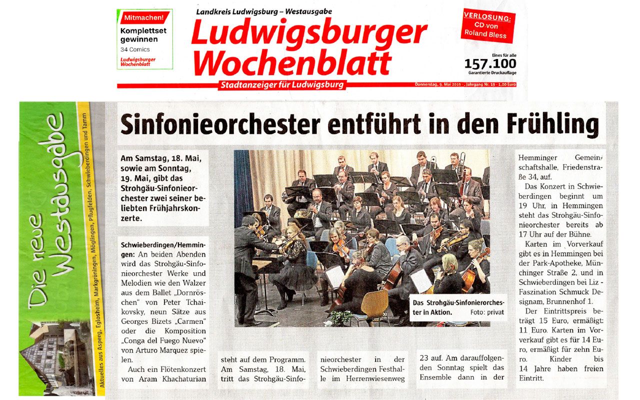 Konzertankündigung im Ludwigsburger Wochenblatt