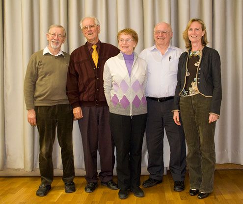 Der Orchestervorstand bis 2007 (v.l.n.r.): Rolf Roßberg, Manfred Nonnenmann, Uschi Roßberg, Georg Henke und Marion Moll